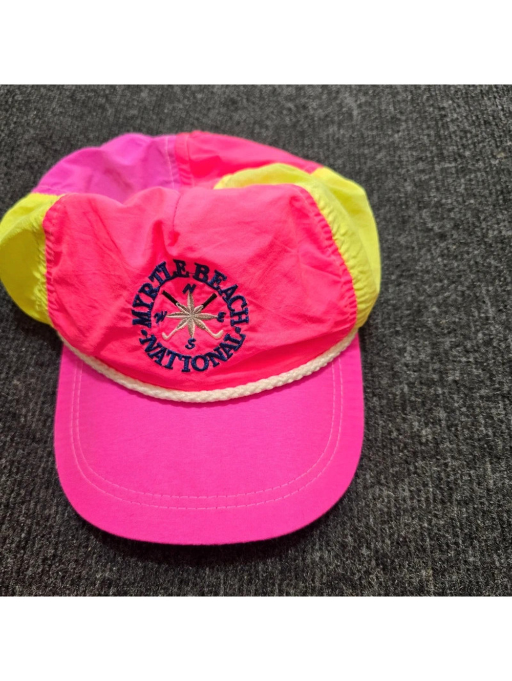 Imperial Headwear Myrtle Beach National Golf Course Rope Hat Pink USA Vintage